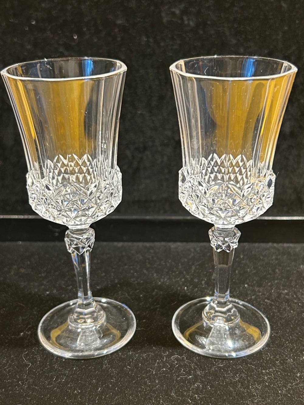 Sherry Crystal Cut Glass - Clear Set of 2 Pristine No Chips No Crack